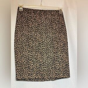 J Crew leopard print pencil skirt